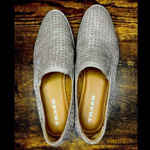 Trask Ali Perforated Loafer in Silver and Tan